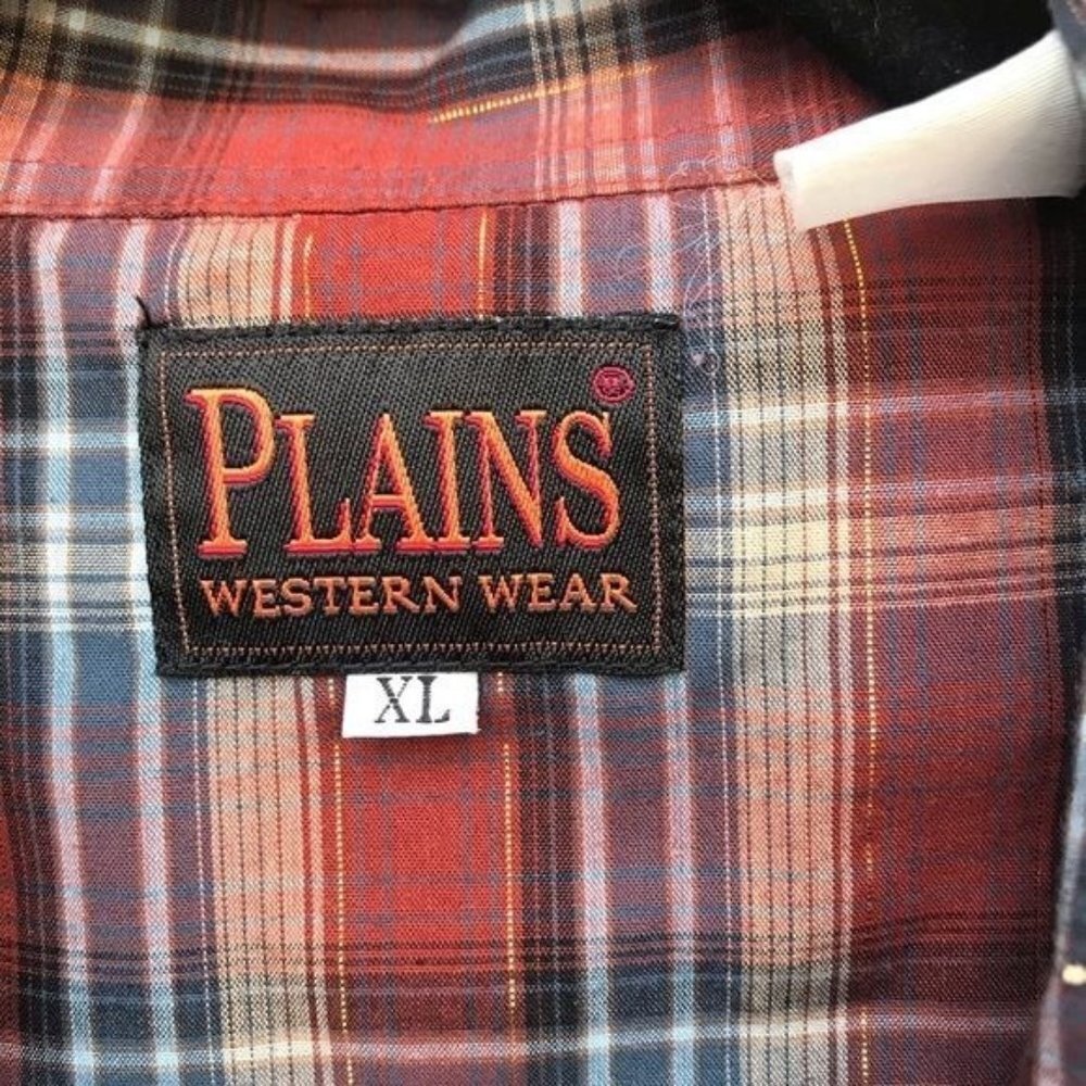 Vintage Plains Western Wear Plaid Pearl Snap Button Down Shirt Size XL - Picture 2 of 8